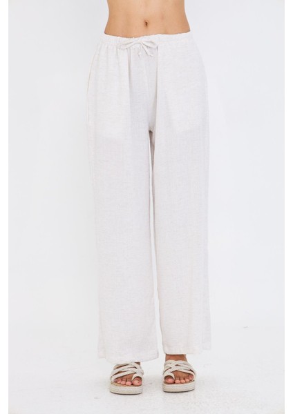 Bol Paça Keten Görünümlü Pantolon modelleri