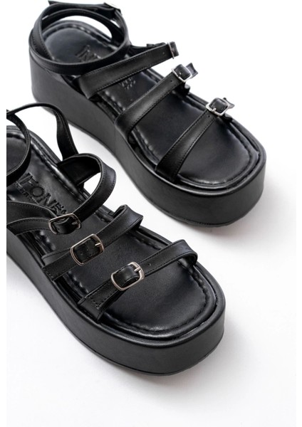 861-1222 Siyah Tokalı Bilekten Bağlamalı Dolgu Kadın Sandalet fırsatları