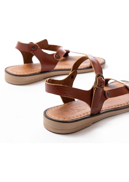 205-090 Koyu Kahve Hakiki Deri Tokalı Kadın Sandalet indirimleri