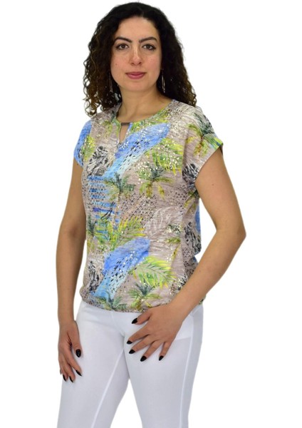 Kadın Kısa Kol Baskılı Bluz BGL-ST04690 fiyatları