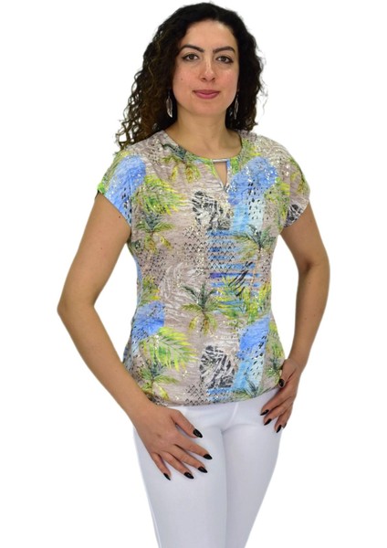 Kadın Kısa Kol Baskılı Bluz BGL-ST04690 modelleri