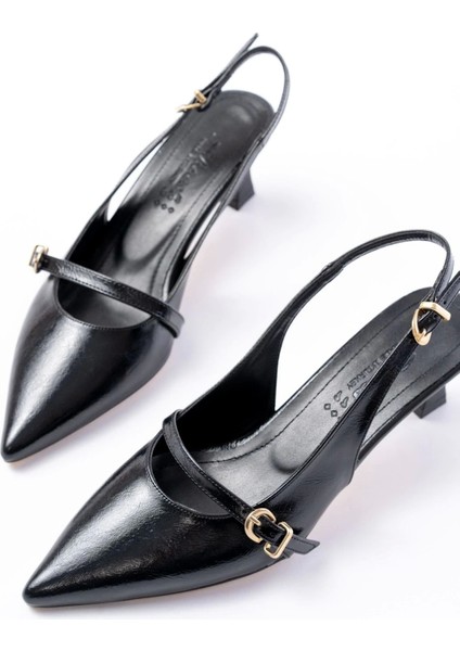 H-470 Siyah Rugan Baret Tokalı Arkası Açık Günlük Kadın Sandalet indirimleri