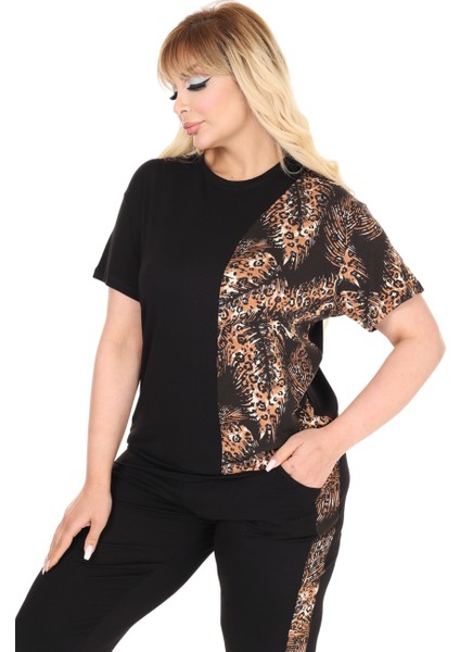 Butik Siyah Kısa Kol Yarım Başak Garnili Viskon Kapri Takım fırsatları