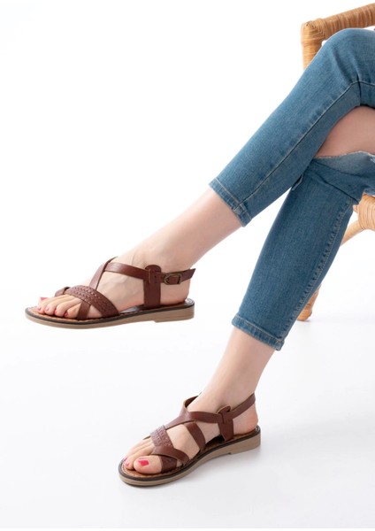 205-09 Koyu Kahve Ortopedik Hakiki Deri Kadın Sandalet fiyatları