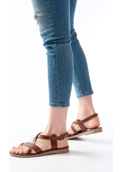 205-09 Koyu Kahve Ortopedik Hakiki Deri Kadın Sandalet fırsatları