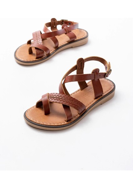 205-09 Koyu Kahve Ortopedik Hakiki Deri Kadın Sandalet indirimleri