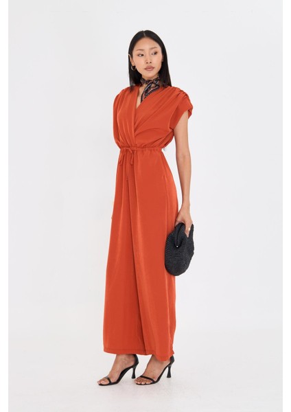 Kruvaze Yaka Sıfır Kol Tulum