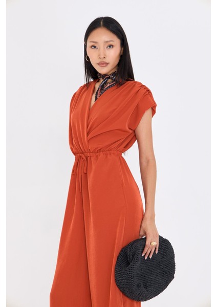 Kruvaze Yaka Sıfır Kol Tulum modelleri