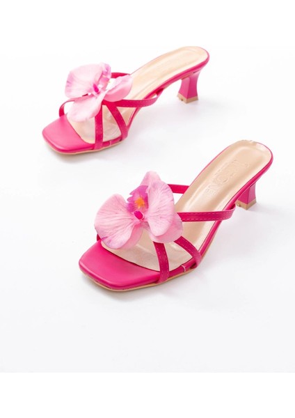 S-622 Fuşya Orkide Detaylı Ince Topuklu Kadın Terlik modelleri