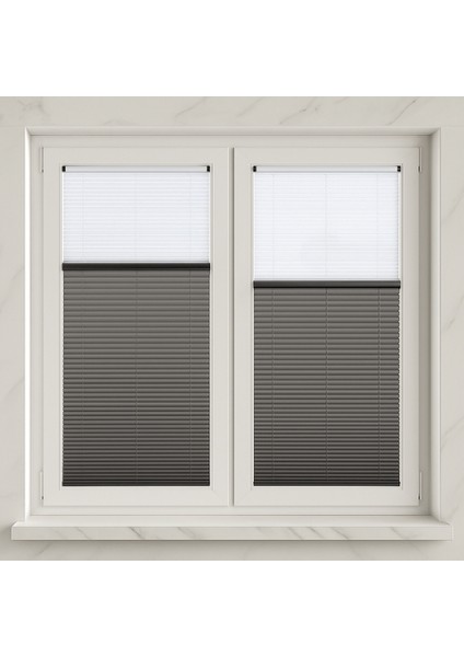 Plise Perde Gece Gündüz Çiftli Sistem (Vidalı montaj) Cam Balkon Perdesi,Ev Perdesi,Ofis Perdesi