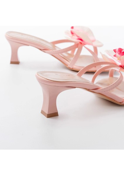 S-622 Pembe Orkide Detaylı Ince Topuklu Kadın Terlik indirimleri