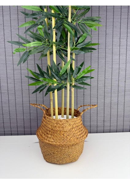 Dekoratif Yapay Yapraklı 130CM 5 Gövde Katlanır Hasır Bambu Sepetli Bambu Ağacı fırsatları
