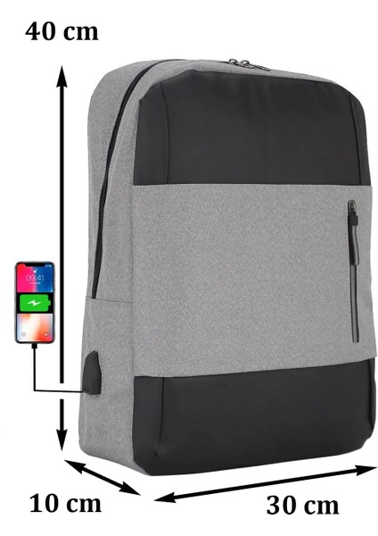 Gri Darbe Emici Korumalı USB Aparatlı 14-15,6 Inç Laptop Bölmeli Ithal Sırt Çantası modelleri