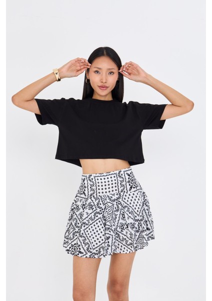Bisiklet Yaka Crop T-Shirt