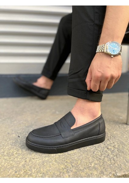 TB180 Estilo x Bağcıksız Cilt Erkek Günlük Spor Klasik Ayakkabı Cst - Siyah