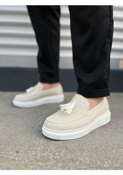 TB154 Blaze Bağcıksız Püsküllü Keten Erkek Günlük Spor Klasik Ayakkabı Kbt - Beyaz fiyatları