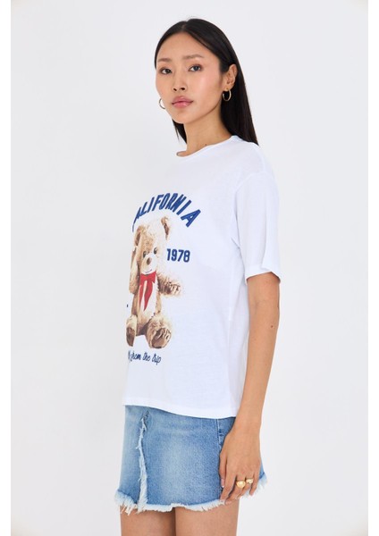 California Nakışlı Tedy Taşlı T-Shirt - Siyah fırsatları