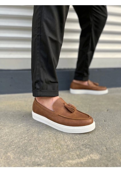 TB153 Bloom Bağcıksız Püsküllü Cilt Erkek Günlük Spor Klasik Ayakkabı Cbt - Taba