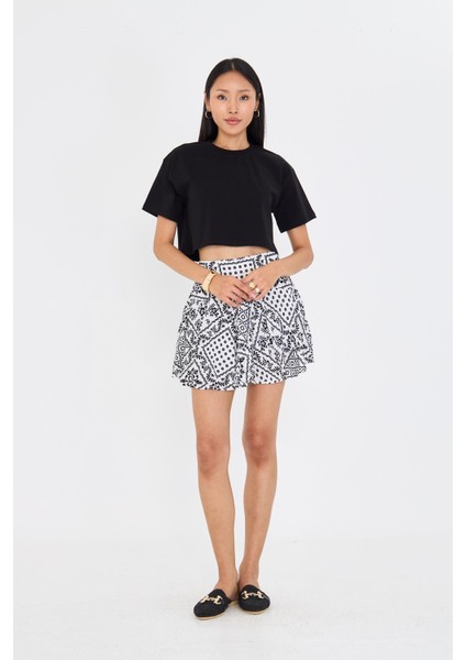 Bisiklet Yaka Crop T-Shirt