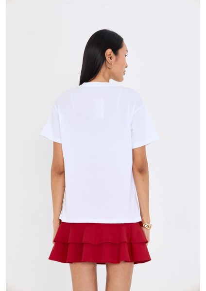 Baskılı Taşlı T-Shirt