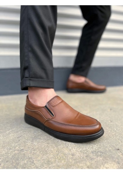 TB0410 Classique Bağcıksız Cilt Erkek Günlük Klasik Ayakkabı Cst - Kahverengi