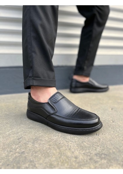TB0410 Classique Bağcıksız Cilt Erkek Günlük Klasik Ayakkabı Cst - Siyah