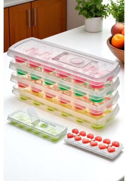 Buz Kalıbı - Bas-Bırak Kapaklı Silikon Buz Kalıbı 4 Lü Set 721815