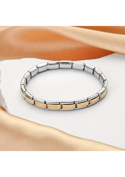 Çelik Bileklik Ince Italyan Charm Model Unisex Erkek Kadın 3 mm 18 cm Ortası Altın Sarısı Kenarı Gümüş fiyatları