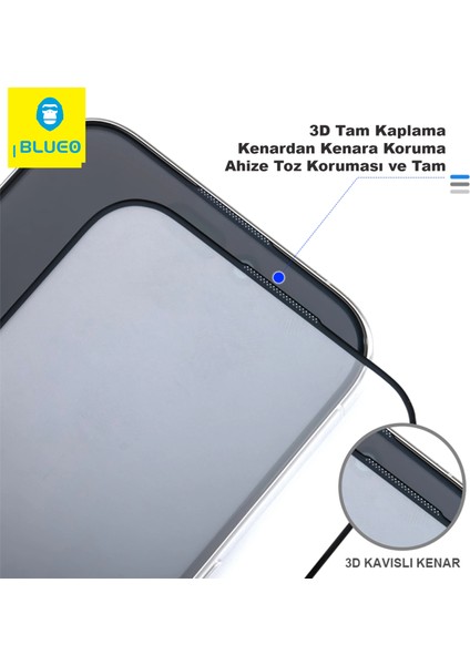 3D Airbag iPhone 15 Pro Uyumlu Kenar Darbelere Dirençli Aparatlı Tam Kavrayan Cam Ekran Koruyucu