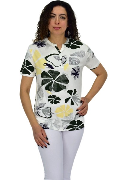 Kadın Kısa Kol Baskılı Bluz BGL-ST04697
