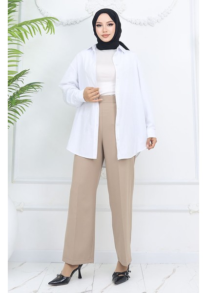 Bol Paça Pantolon 4001-04 Sütlü Kahve
