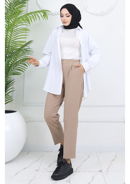 Beli Lastikli Havuç Pantolon 4002-05 Sütlü Kahve fiyatları