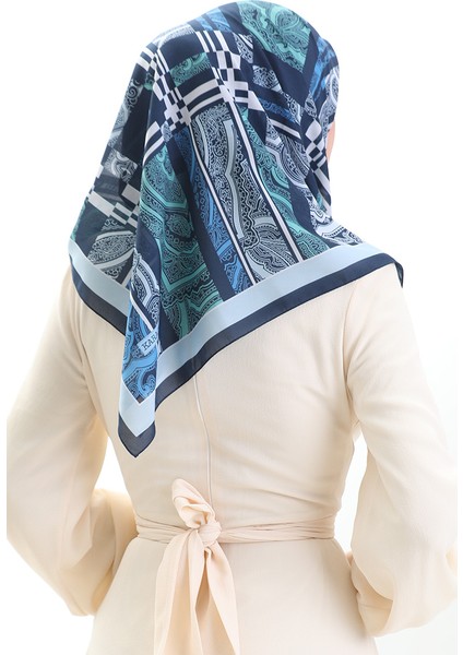 Karaca Desenli Kupra Eşarp 81089-01 Lacivert Bebek Mavisi modelleri