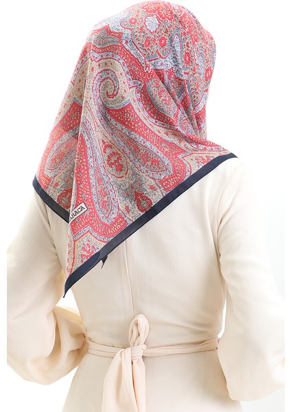 Karaca Desenli Cotton Eşarp 81098-01 Lacivert Bordo modelleri