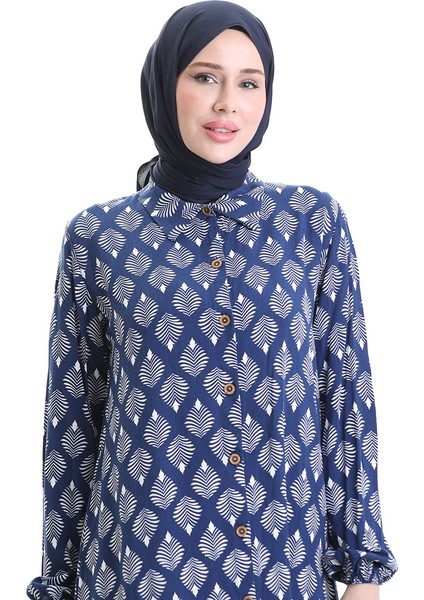 Boydan Düğmeli Uzun Tunik 0092-03 Lacivert fırsatları