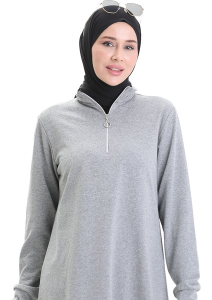 Iki Iplik Tunik Pantolon Ikili Takım 2068-06 Gri modelleri