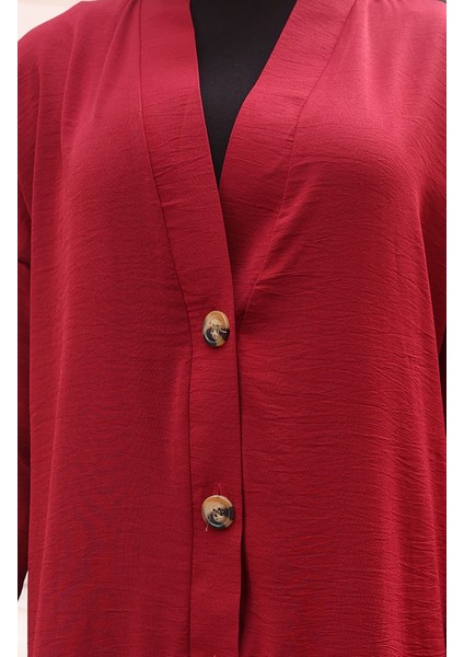 Boydan Düğmeli Uzun Tunik 0096-03 Bordo fırsatları