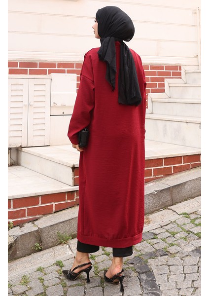Boydan Düğmeli Uzun Tunik 0096-03 Bordo indirimleri
