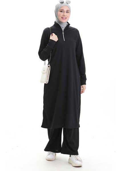 Iki Iplik Tunik Pantolon Ikili Takım 2068-04 Siyah