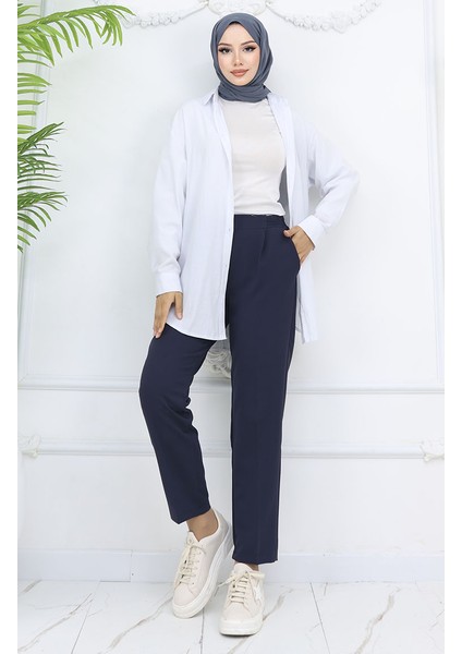 Beli Lastikli Havuç Pantolon 4002-02 Lacivert