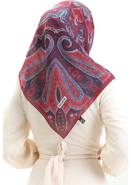 Karaca Desenli Cotton Eşarp 81098-10 Bordo