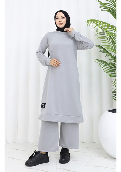 Iki Ip Tunik Pantolon Ikili Takım 0044-37 Gümüş Gri