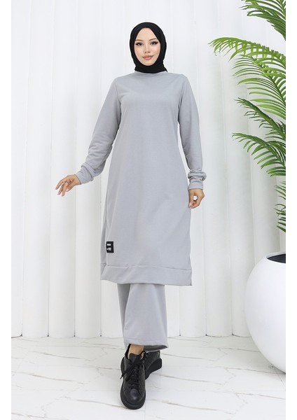 Iki Ip Tunik Pantolon Ikili Takım 0044-37 Gümüş Gri fiyatları