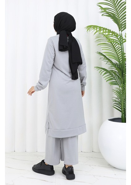 Iki Ip Tunik Pantolon Ikili Takım 0044-37 Gümüş Gri indirimleri