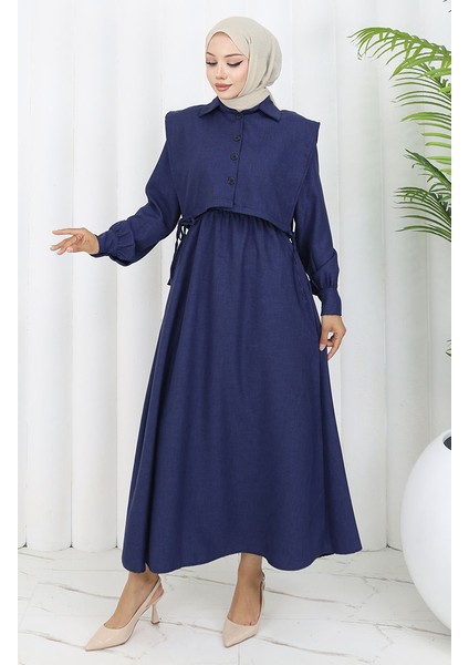 Gömlek Yaka Bolero Detaylı Elbise 2051-01 Lacivert fiyatları