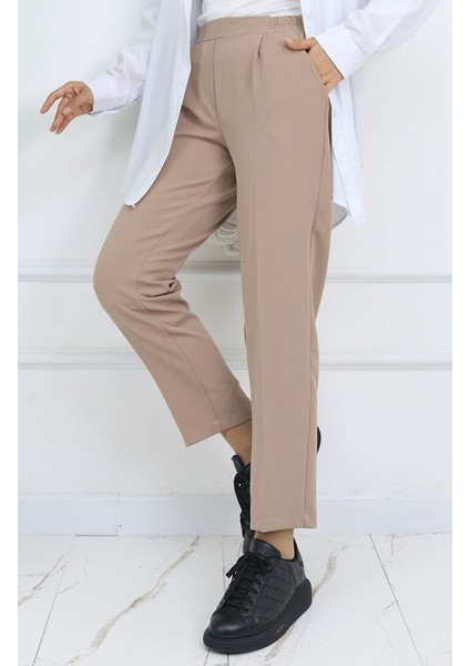 Beli Lastikli Havuç Pantolon 4002-05 Sütlü Kahve modelleri