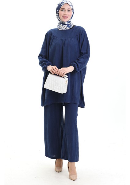 Kolu Lastikli Tunik Pantolon Ikili Takım 0103-04 Indigo