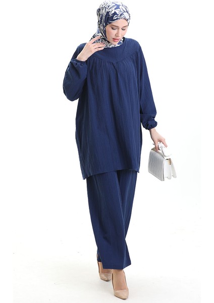 Kolu Lastikli Tunik Pantolon Ikili Takım 0103-04 Indigo fiyatları