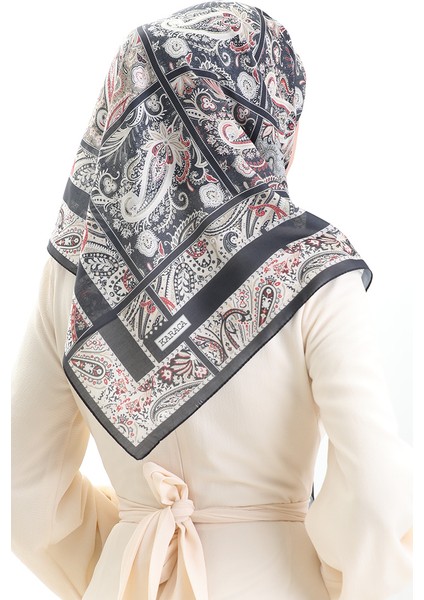Karaca Desenli Cotton Eşarp 81094-14 Siyah Krem