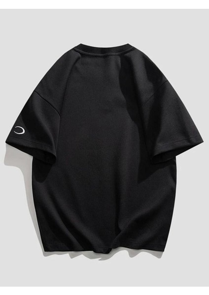 Unisex One Kol Hilal Baskılı Oversize %100 Pamuk T-Shirt